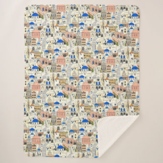 Santorini dreams sherpa blanket