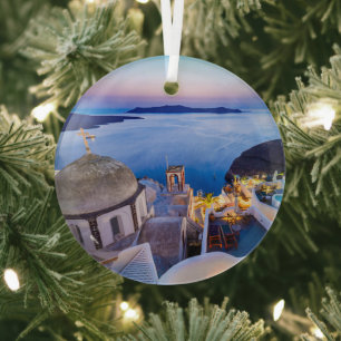 Santorini  glass tree decoration