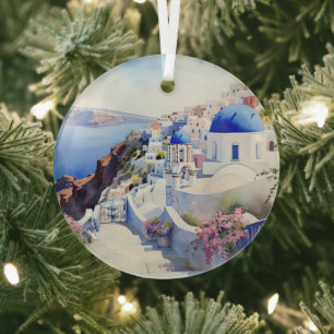 Santorini  glass tree decoration