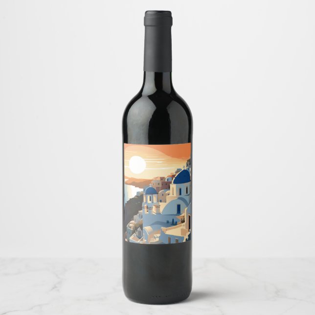 SANTORINI GREECE #1 WINE LABEL (Front)