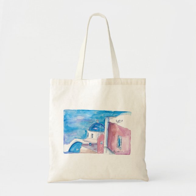 Santorini Greece All Blue Tote Bag (Front)