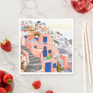 Santorini Greece Architecture Napkin