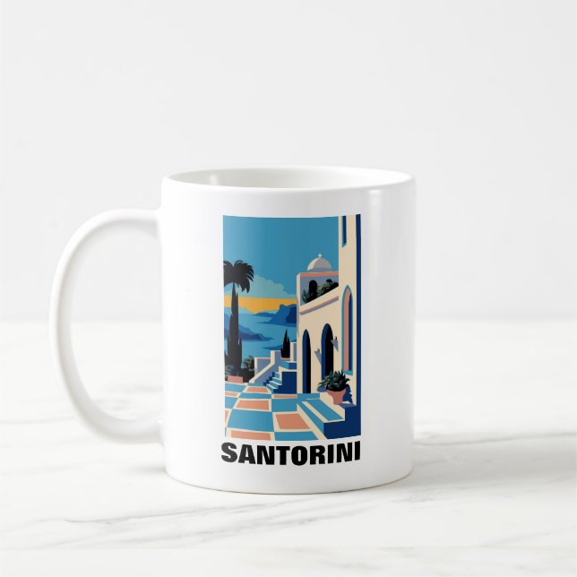 Santorini Greece Architecture Painting Coffee Mug (Left)
