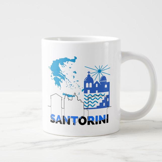 Santorini Greece.b Large Coffee Mug (Right)
