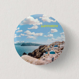 Santorini, Greece Beach House 3 Cm Round Badge