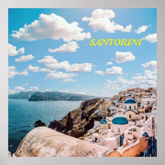 Santorini, Greece Beach House Poster (Front)