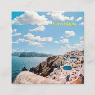Santorini, Greece Beach House Square Business Card