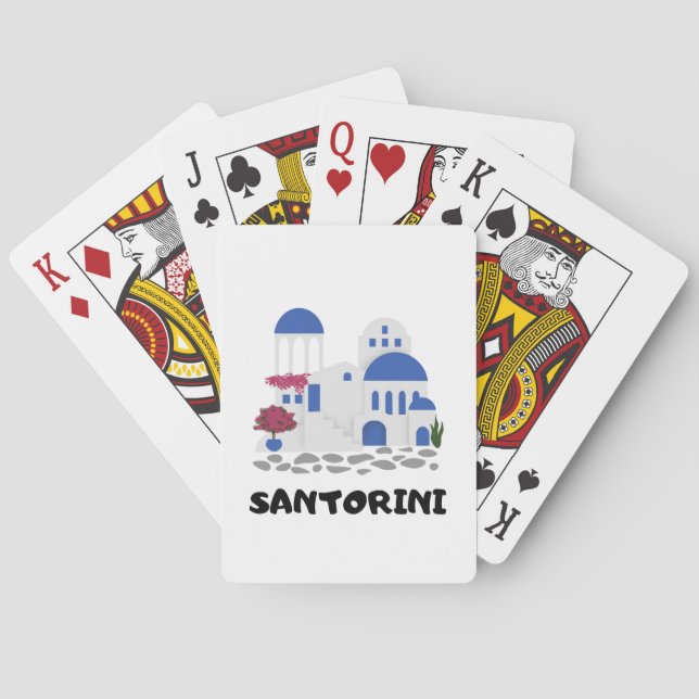 Santorini Greece Blue Roof Building  Playing Cards (Back)