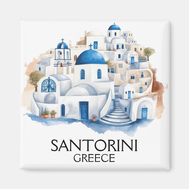 Santorini Greece Blue Roof Buildings Architecture Magnet (Front)