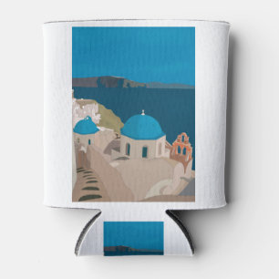 Santorini Greece Can Cooler
