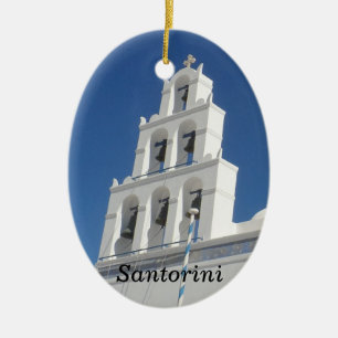 Santorini, Greece Ceramic Tree Decoration