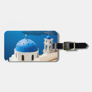 Santorini Greece Church over Caldera Luggage Tag