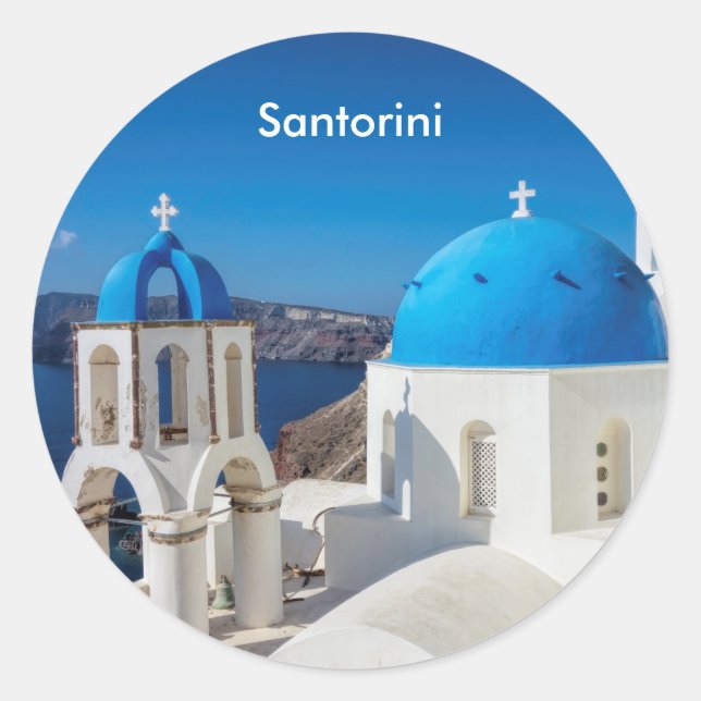 Santorini Greece Classic Round Sticker (Front)