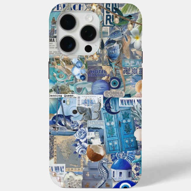 Santorini Greece Coastal Blue Summer Collage  Case-Mate iPhone Case (Back)