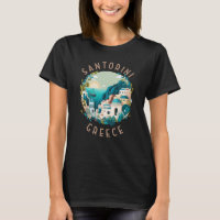 Santorini Greece Distressed Circle