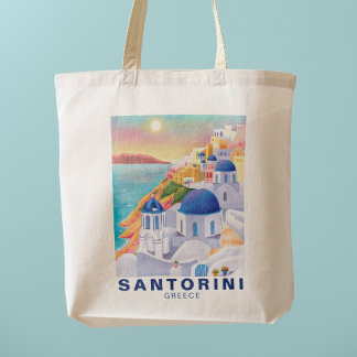 Santorini Greece Europe Art Destination Travel Tote Bag