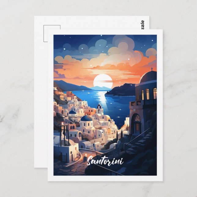 Santorini Greece Famous Vintage Travel Place Postcard (Front/Back)