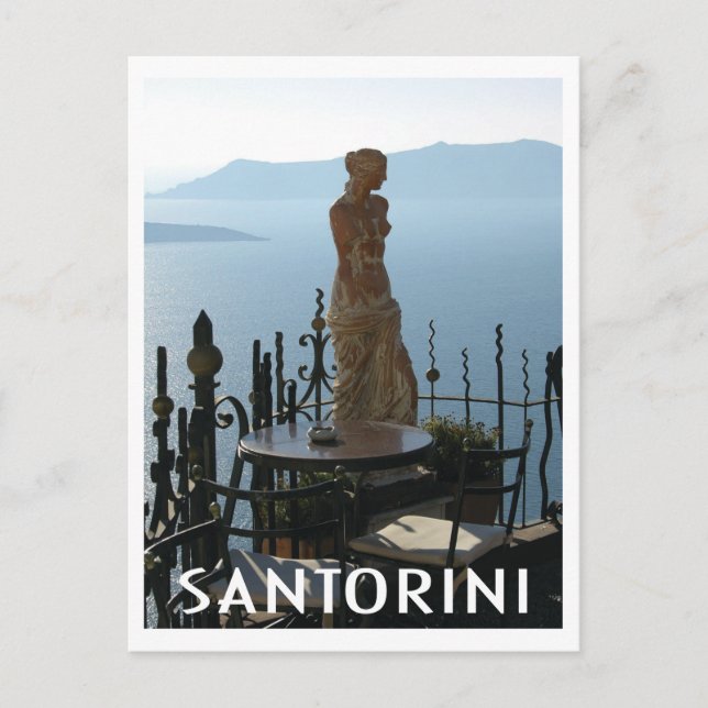 Santorini Greece Goddess Statue at Cafe Postcard (Front)