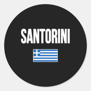 Santorini Greece Greek Flag Souvenir Vacation Classic Round Sticker