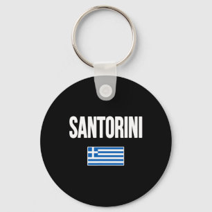 Santorini Greece Greek Flag Souvenir Vacation Key Ring
