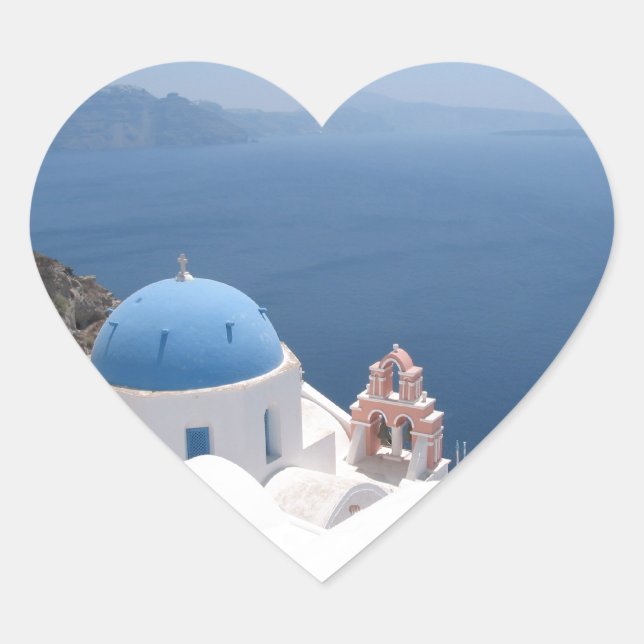 Santorini Greece Heart Sticker (Front)
