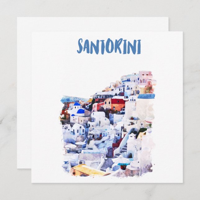 Santorini Greece Illustration Watercolor (Front/Back)