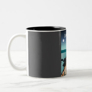 Santorini Greece Island Minimal Retro Aegean Sea T Two-Tone Coffee Mug