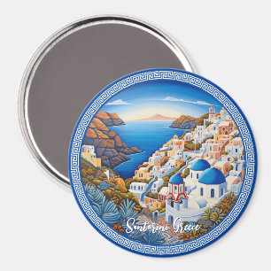 Santorini Greece Island Painting Travel Art Magnet