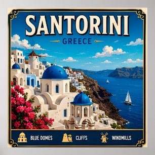 🏝️ Santorini Greece Island Travel Keepsake Gift  Poster