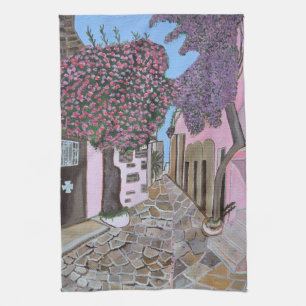 Santorini, Greece kitchen towel 