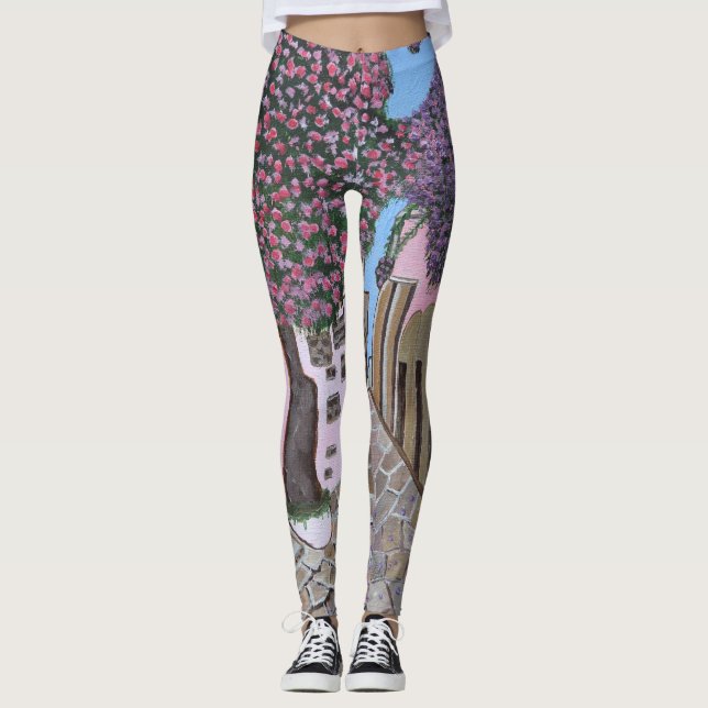 Santorini, Greece leggings  (Front)