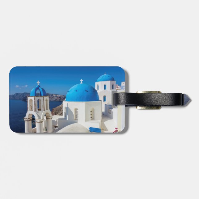 Santorini Greece Luggage Tag (Back Horizontal)