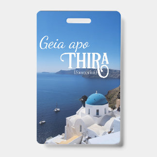 Santorini Greece luggage tag ID Badge
