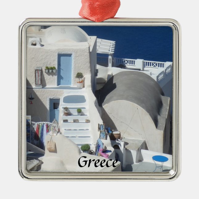 Santorini, Greece Metal Tree Decoration (Front)