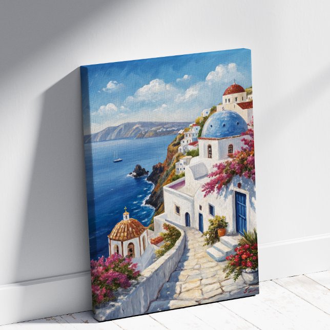 Santorini Greece Oil Painting Canvas Print (Creator Uploaded)