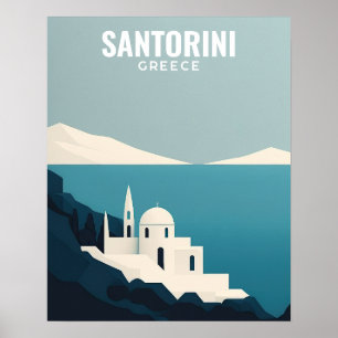Santorini Greece Retro Minimalist Poster