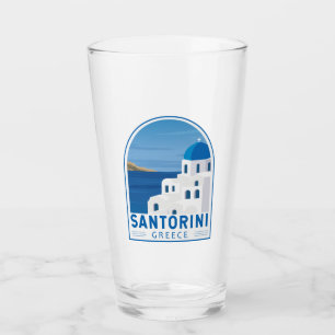 Santorini Greece Retro Vintage Glass