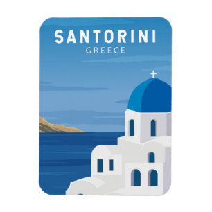Santorini Greece Retro Vintage Magnet