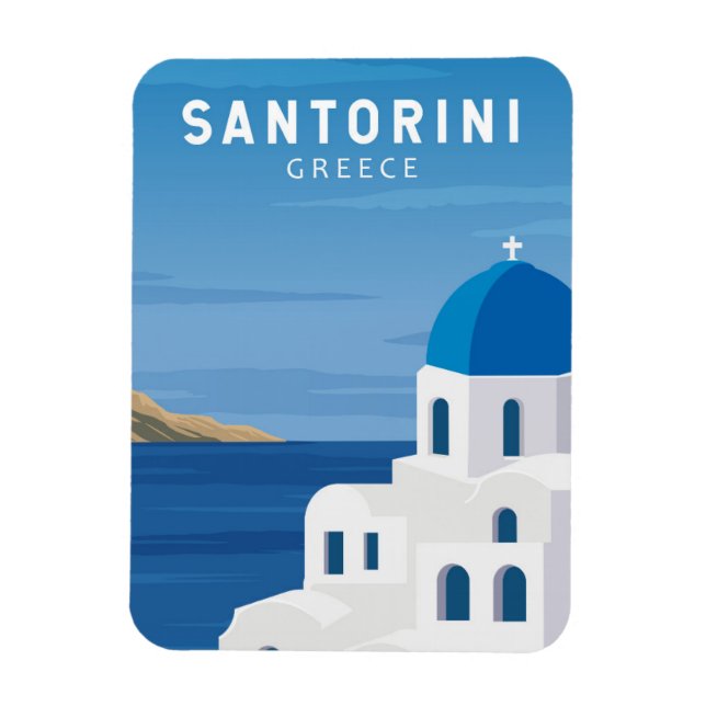 Santorini Greece Retro Vintage  Magnet (Vertical)