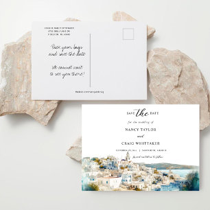 Santorini Greece Save The Date Postcard