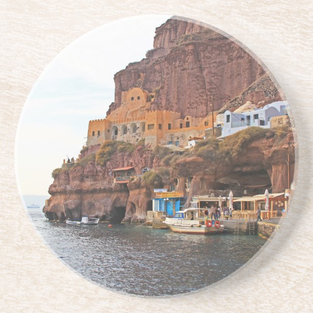 Santorini Greece, Scenic, Round Coaster (Front)