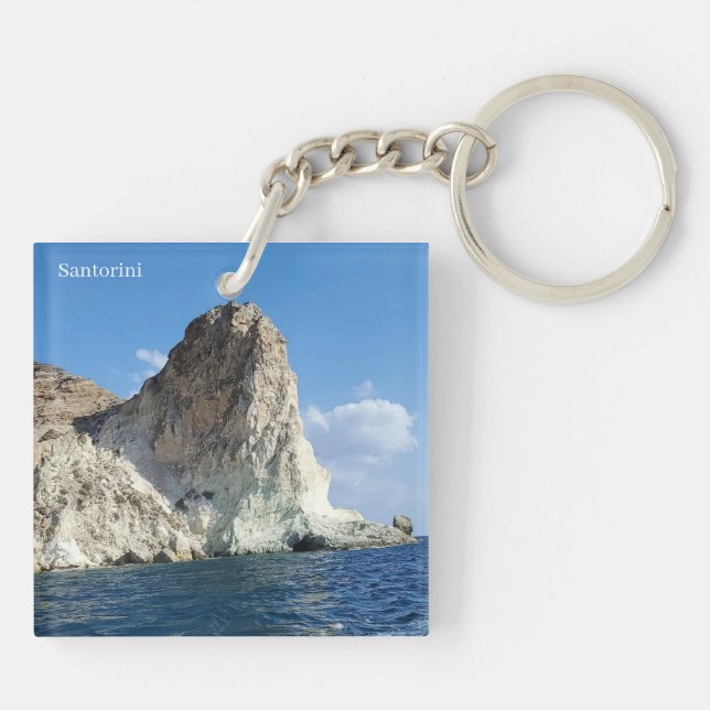 Santorini Greece Souvenir Acrylic Keychain (Back)