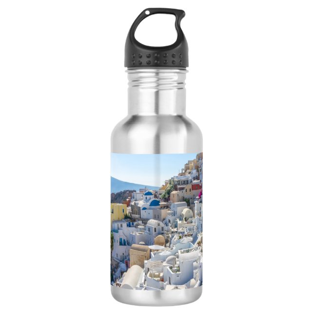 Santorini Greece -  sunny-summer day in Santorini 532 Ml Water Bottle (Front)