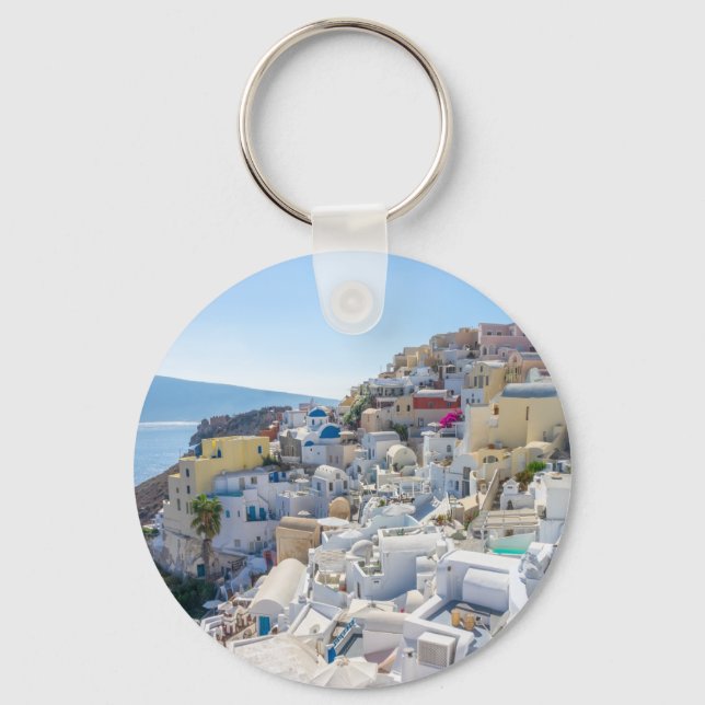 Santorini Greece -  sunny-summer day in Santorini Key Ring (Front)