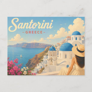 Santorini, Greece - The Lady in the Hat Travel Postcard