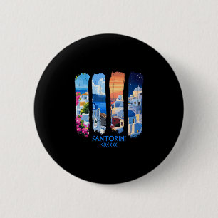 Santorini Greece Thira Brushstroke Travel Souvenir 6 Cm Round Badge