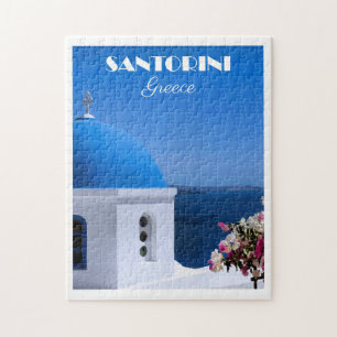 Santorini, Greece travel poster,  Jigsaw Puzzle