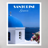 Santorini, Greece travel poster,