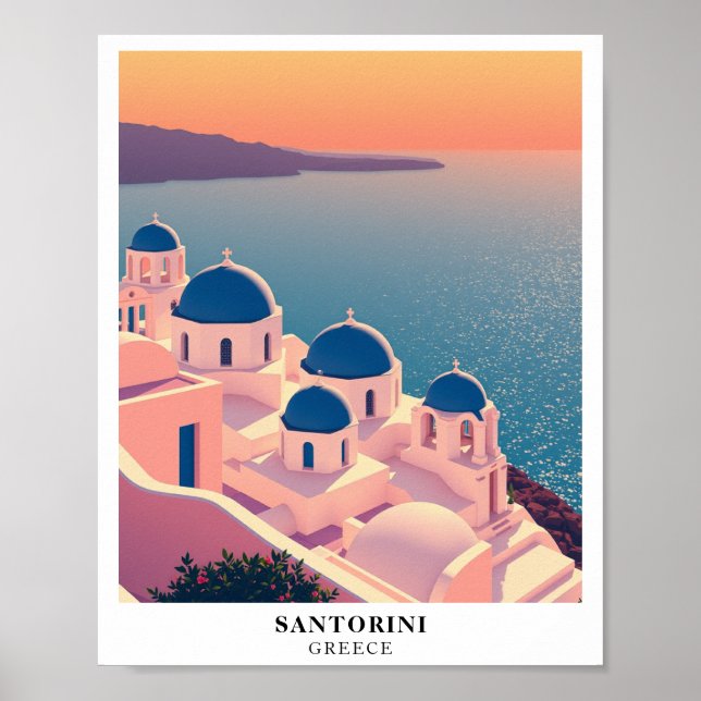 Santorini, Greece Travel Retro  Poster (Front)