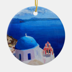 Santorini, Greece - View from Oia Ceramic Tree Decoration
